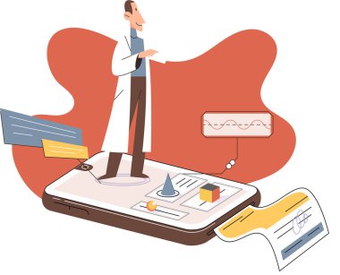 Çevrimiçi tıbbi hizmetler mobil uygulama, danışma ve reçeteli ilaç, teşhis metaforu, e-sağlık