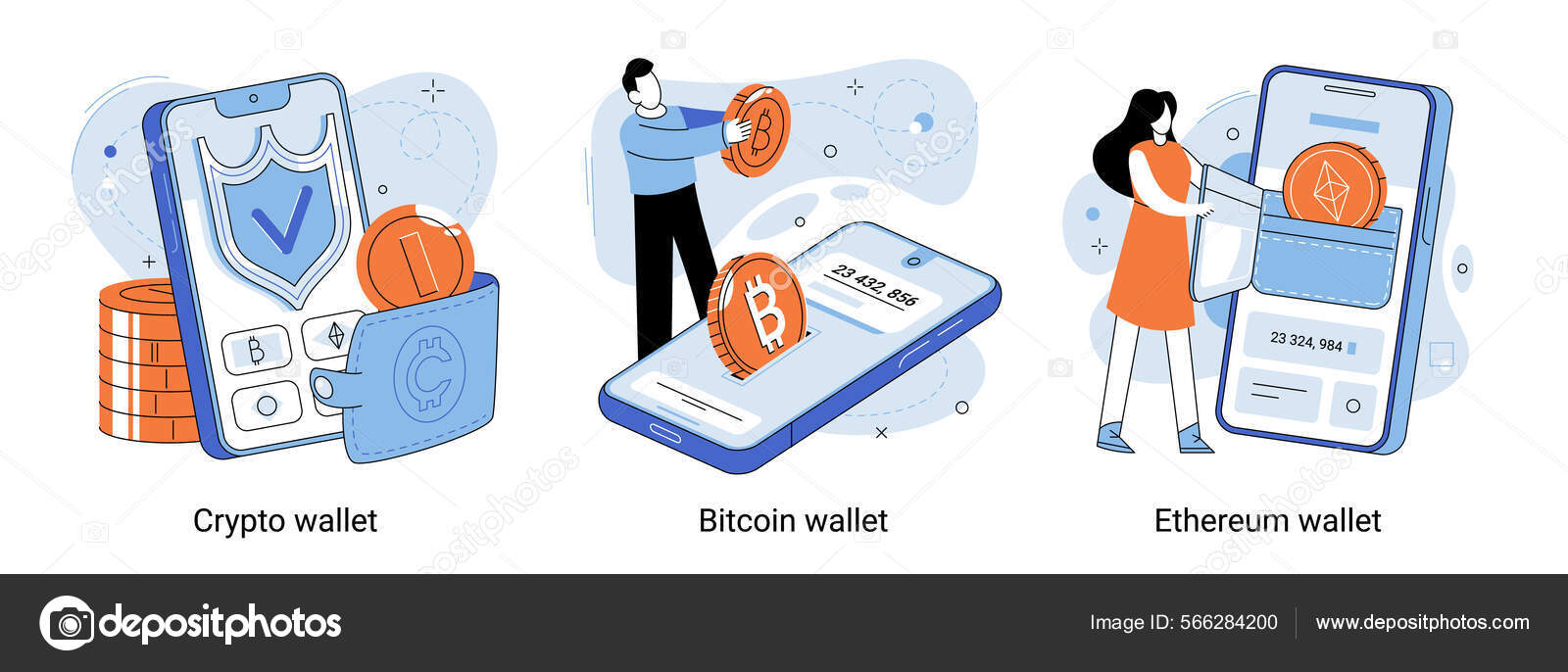 Metafora dompet Crypto. Konsep pembayaran mobile. Bitcoin, dompet ethereum  terhubung dengan telepon genggam Vektor Stok oleh ©TopVector 566284200