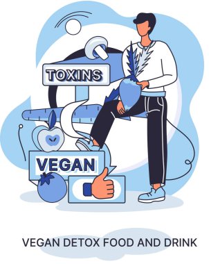 Fitness yaşam tarzı ve beslenme metaforu. Sağlıklı detoks vegan yiyecek ve içecek, zayıflamak için vejetaryen diyeti