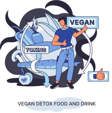 Fitness yaşam tarzı ve beslenme metaforu. Sağlıklı detoks vegan yiyecek ve içecek, zayıflamak için vejetaryen diyeti