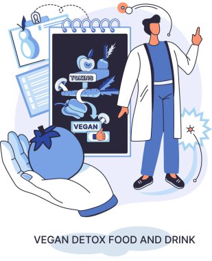 Fitness yaşam tarzı ve beslenme metaforu. Sağlıklı detoks vegan yiyecek ve içecek, zayıflamak için vejetaryen diyeti