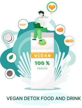 Fitness yaşam tarzı ve beslenme metaforu. Sağlıklı detoks vegan yiyecek ve içecek, zayıflamak için vejetaryen diyeti