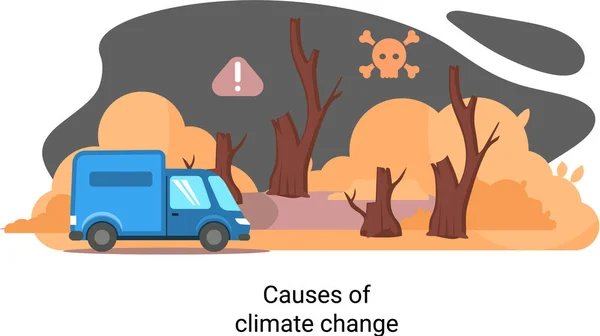 Globala miljöproblem. Markförstöring. Markerosion, ökenspridning. Klimatförändringsmetafor — Stock vektor