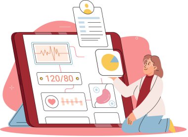 Çevrimiçi tıbbi hizmetler mobil uygulama, danışma ve reçeteli ilaç, teşhis metaforu, e-sağlık