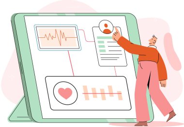 Çevrimiçi tıbbi hizmetler mobil uygulama, danışma ve reçeteli ilaç, teşhis metaforu, e-sağlık