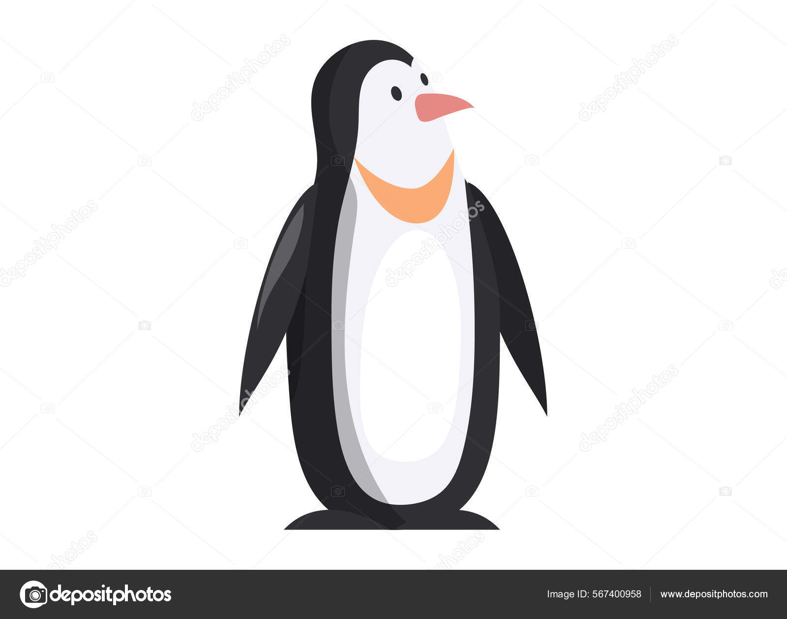 企鹅王游泳和潜水很好吃鱼。大型黑白相间的海鸟被白色隔离图库矢量图©TopVector 567400958, image size:1600x1258