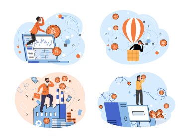 Kripto tüccarı pazar yerinde çalışıyor. Kripto para yatırımı platformu. Bitcoin borsası