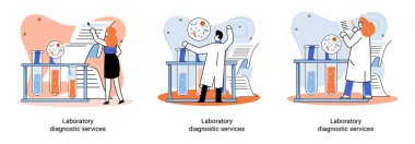 Klinik metaforunda laboratuvar teşhis hizmetleri, sağlık göstergeleri araştırma, tedavi, tıbbi muayene