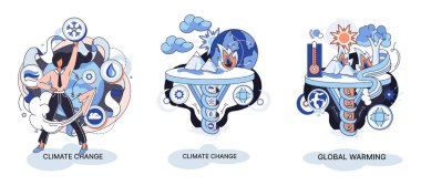 Küresel ısınma metaforu, insan iklim değişikliği, emisyonlar atmosferi ve havayı yok ediyor, doğal afet