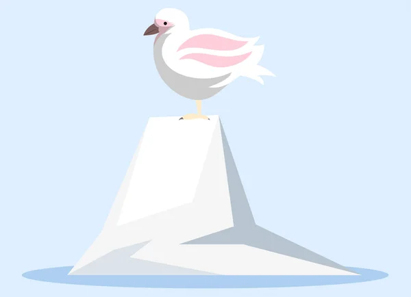 Πολικό πουλί σε φυσικό περιβάλλον που κάθεται στην κορυφή ενός παγόβουνου. Ζώα κατά την έννοια της υπερθέρμανσης του πλανήτη — Διανυσματικό Αρχείο