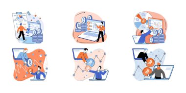 Kripto para bitcoin madencilik metaforu, engelleme zinciri teknolojisi. Siber bankacılık işlemleri