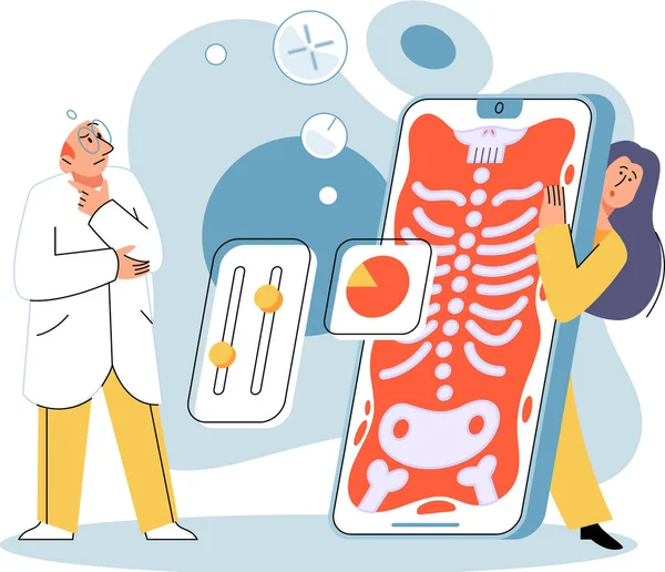 Çevrimiçi tıbbi hizmetler mobil uygulama, danışma ve reçeteli ilaç, teşhis metaforu