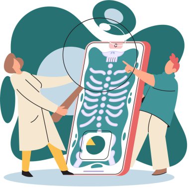 Çevrimiçi tıbbi hizmetler mobil uygulama, danışma ve reçeteli ilaç, teşhis metaforu, e-sağlık