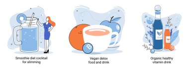 Organik vitamin içeceği zayıf insanları zayıflatmak için sağlıklı bir diyet kokteyli. Vegan detoks yiyecek ve içki metaforu.