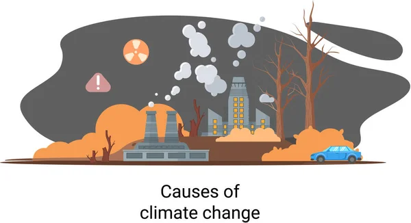Küresel çevre sorunları. Arazi bozulması. Toprak erozyonu, çölleşme. İklim değişikliği metaforu — Stok Vektör