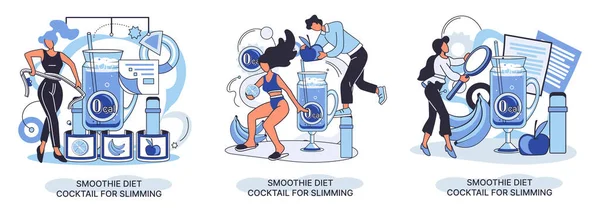 Smoothie minik insan konseptini zayıflatmak için sağlıklı bir diyet kokteyli gibi. Vejetaryen detoks yemeği ve metafor.