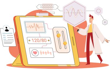 Çevrimiçi tıbbi hizmetler mobil uygulama, danışma ve reçeteli ilaç, teşhis metaforu, e-sağlık