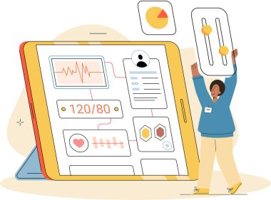 Çevrimiçi tıbbi hizmetler mobil uygulama, danışma ve reçeteli ilaç, teşhis metaforu, e-sağlık