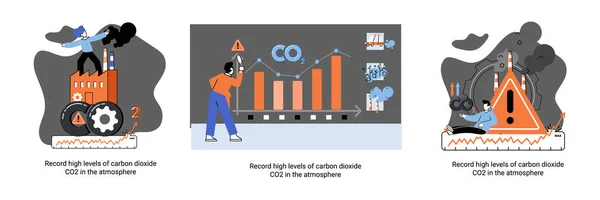 Atmosferde rekor seviyede karbondioksit karbondioksit var. Çevre ve ekoloji metaforu sorunları — Stok Vektör