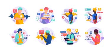 Ses asistanı. Akıllı konuşmacı sanal asistanı, ses robotu, ses kontrollü akıllı konuşmacı kullanan insanlar.