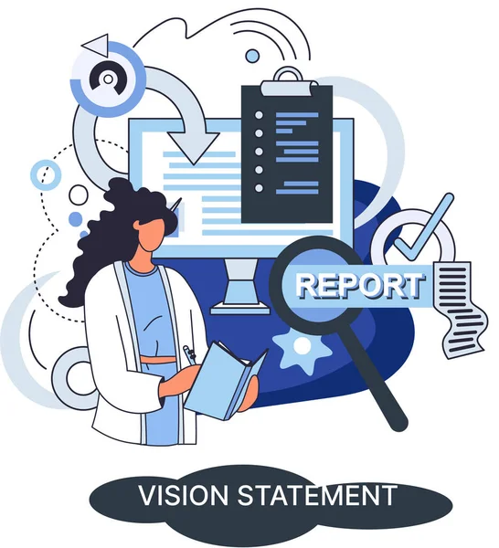 Видение заявления, описание основной бизнес-идеи, бизнес-формат, преимущество перед конкурентами — стоковый вектор