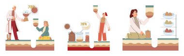 Soil analysis and earth pollution or structure control. Scientist measuring ground levels status metaphor