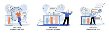 Klinik metaforunda laboratuvar teşhis hizmetleri, sağlık göstergeleri araştırma, tedavi, tıbbi muayene