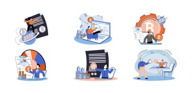 Kripto para bitcoin madencilik metaforu, engelleme zinciri teknolojisi. Siber bankacılık işlemleri