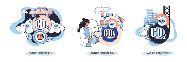 Natureza biodiversidade vetor ilustração definir mãe terra mudança climática consciência conceito ecológico. Metáfora criativa — Vetor de Stock