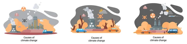 Globalne problemy środowiskowe. Degradacja gruntów. Erozja gleby, pustynnienie. Metafora zmian klimatu — Wektor stockowy
