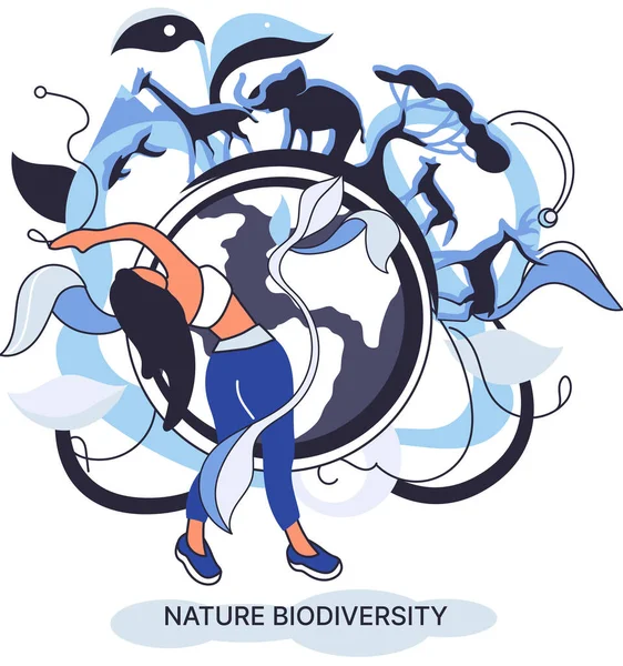 Биоразнообразие в природе как разнообразие окружающей среды жизни на планете Земля. Сохранение метафоры экосистемы дикой природы — стоковый вектор