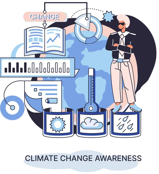 Cambio de metáfora de conciencia climática, planeta salvador, Día Mundial del Medio Ambiente, calentamiento global problemas ecológicos — Archivo Imágenes Vectoriales