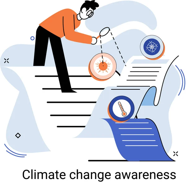 Éghajlatváltozás tudatosság metafora, megmentése bolygó, Környezetvédelmi Világnap, globális felmelegedés ökológiai problémák — Stock Vector