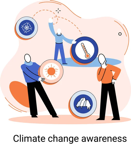 Cambiare la metafora della consapevolezza climatica, salvare il pianeta, Giornata Mondiale dell'Ambiente, riscaldamento globale problemi ecologici — Vettoriale Stock