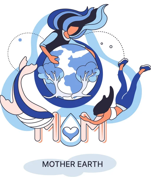 Метафора Международного дня Матери-Земли. Всеобщий символический праздник любви и заботы о нашем общем доме — стоковый вектор