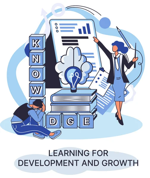 Desenvolvimento Crescimento Aprendizagem Metáfora Auto Aprendizagem Educação Line Emoloyee Distância —  Vetores de Stock