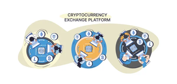 Cryptocurrency Exchange Blockchain Bitcoin Mining Ethereum Exchange Platform Trade Digital — Stock Vector