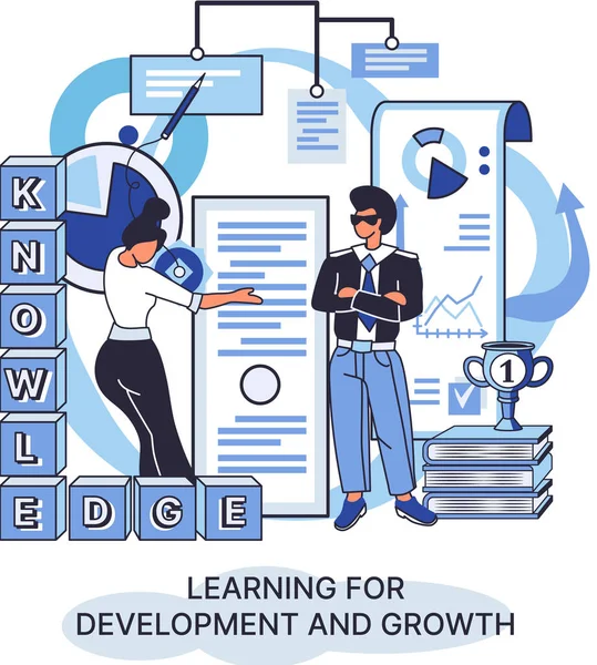 Desenvolvimento Crescimento Aprendizagem Metáfora Auto Aprendizagem Educação Line Emoloyee Distância —  Vetores de Stock