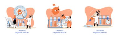 Laboratuvar teşhisi metaforu, sağlık göstergeleri araştırma tedavi muayene kliniği. Doktorun sağlık ve rutin muayenesi. İlaç reçetelerini, laboratuvar ekipmanlarını analiz eder