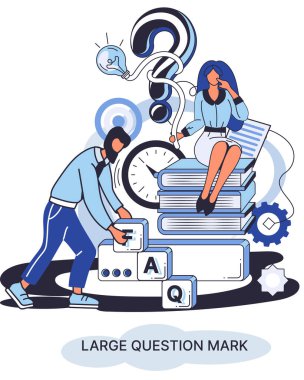 Ladge soru işareti metaforu. Sorun ve çözüm konsepti, soru işareti. Soru sor ve cevapları al. Çevrimiçi destek merkezi. Karmaşık sorunları çözmek, neden forum imzalamak. SSS sık sık yardım istedi.