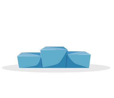 Zaferin sembolü olarak podyum. Yarışmayı kazanmak, ödül kazanmak, birinci olmak. Beyaz üzerine izole edilmiş üç kaideyle ayakta durun. Başarı, zafer, rekabetin sonucu.