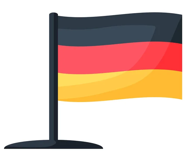 Bandera Alemania Bandera Nacional Alemania Asta Aislada Blanco Ondeando Bandera — Archivo Imágenes Vectoriales
