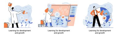 Gelişme ve büyüme. Kendi kendine öğrenme metaforu, online emoloyee eğitim mesafesi e-öğrenme. Yetenek gelişimi. Kendi kendini geliştirme programı başarıya giden yolda. Profesyonel eğitime ulaşma hedefi