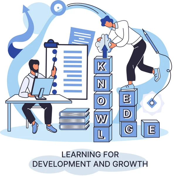 Learning Development Growth Self Learning Metaphor Online Emoloyee Education Distance — Stock Vector