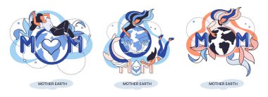 Uluslararası Toprak Ana Günü metaforu. Çevresel sorunlar ve ekolojik koruma. Aşkın evrensel sembolik tatili, ortak bakım evi. Gezegen, ekosistem ve insanlar arasındaki ilişki