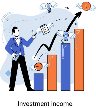 Yatırım gelirleri menkul kıymetler mevduatları ve diğer işlemler için faiz biçimi, finansal araçların piyasa revizyonu, para iadesi, varlıklara gelir. Başarılı iş adamı