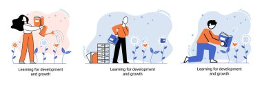 Gelişme ve büyüme. Kendi kendine öğrenme metaforu, online emoloyee eğitim mesafesi e-öğrenme. Yetenek gelişimi. Kendi kendini geliştirme programı başarıya giden yolda. Profesyonel eğitime ulaşma hedefi