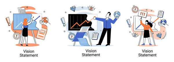 Visie Verklaring Beschrijving Van Belangrijkste Business Idee Business Format Voordeel — Stockvector