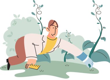 Bilim adamı doğadaki bitkileri ve bitkileri araştırıyor. Ormandaki biyologlar biyolojik türleri ve çevreyi inceliyor. Kâşif, ekolojiyle ve nesli tükenmekte olan yeşil otla ilgilenir.