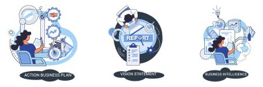 İş istihbarat faaliyet planı. Stratejik planlama otomasyon süreci. Misyon kuralları vizyon beyanı rekabetçi zeka, hedefler eylem planı, sadakat soyut metafor, takım çalışması